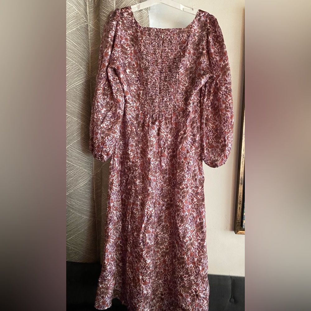 J. Crew  Sweetheart Midi Dress 3/4 Sleeve Floral Pink Stretch Sz 10 - Picture 5 of 14